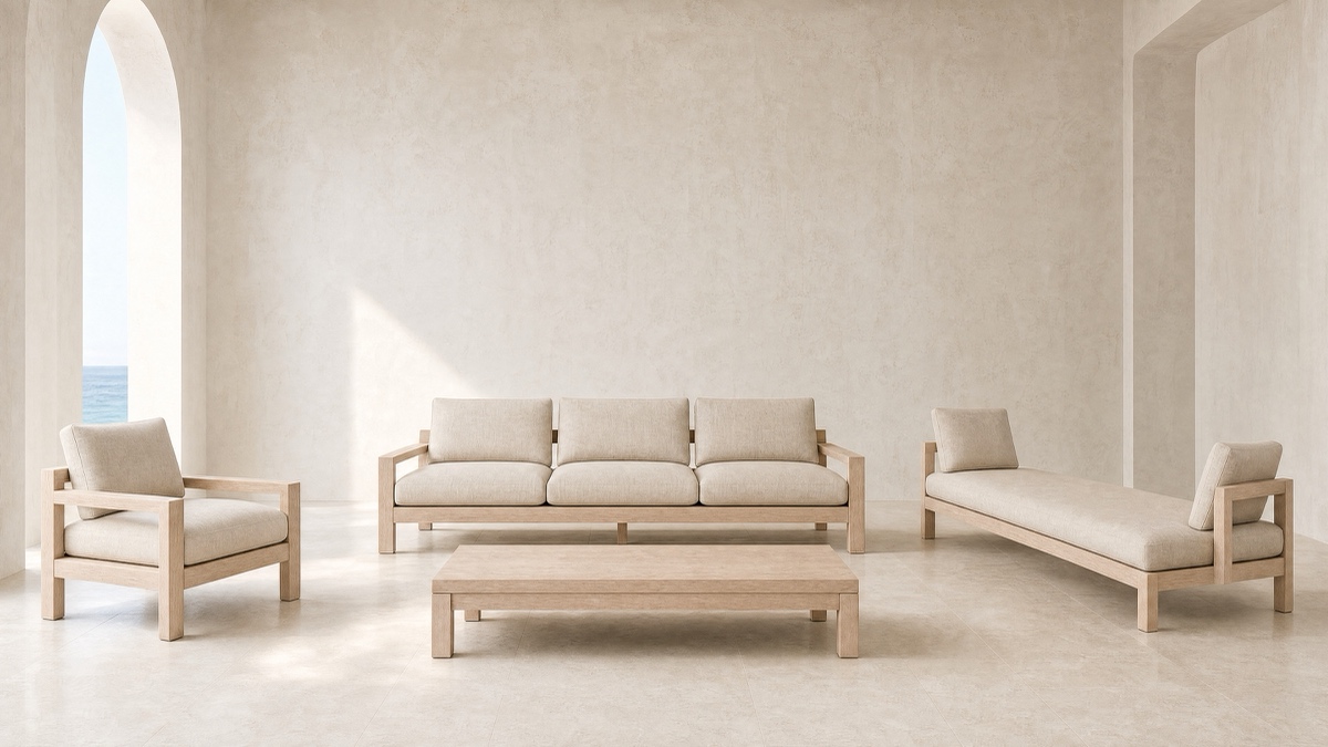 Drift — limed oak with wheat-beige flax linen.
