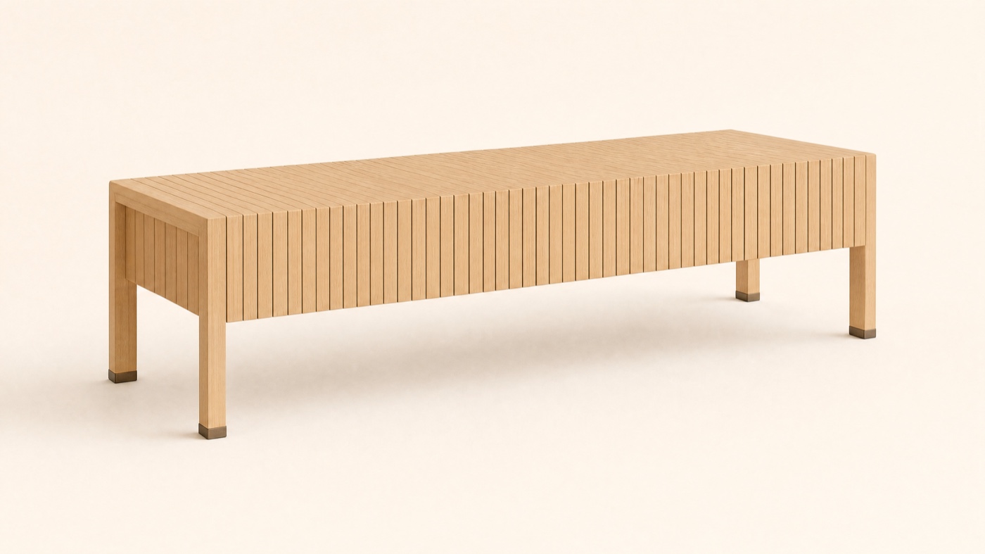 Lath Bench — three-quarter.