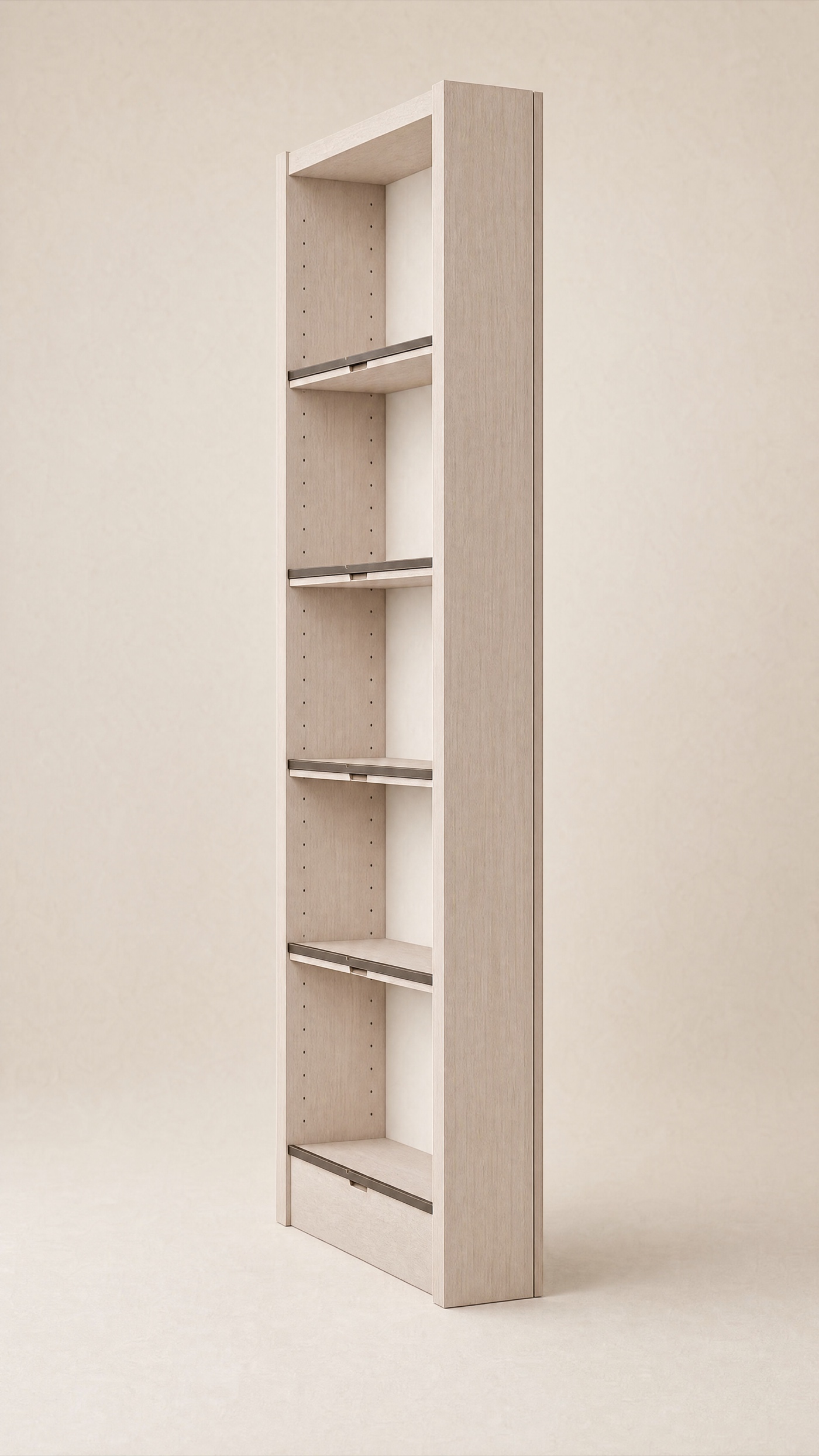 Rail Bookwall — in profile.