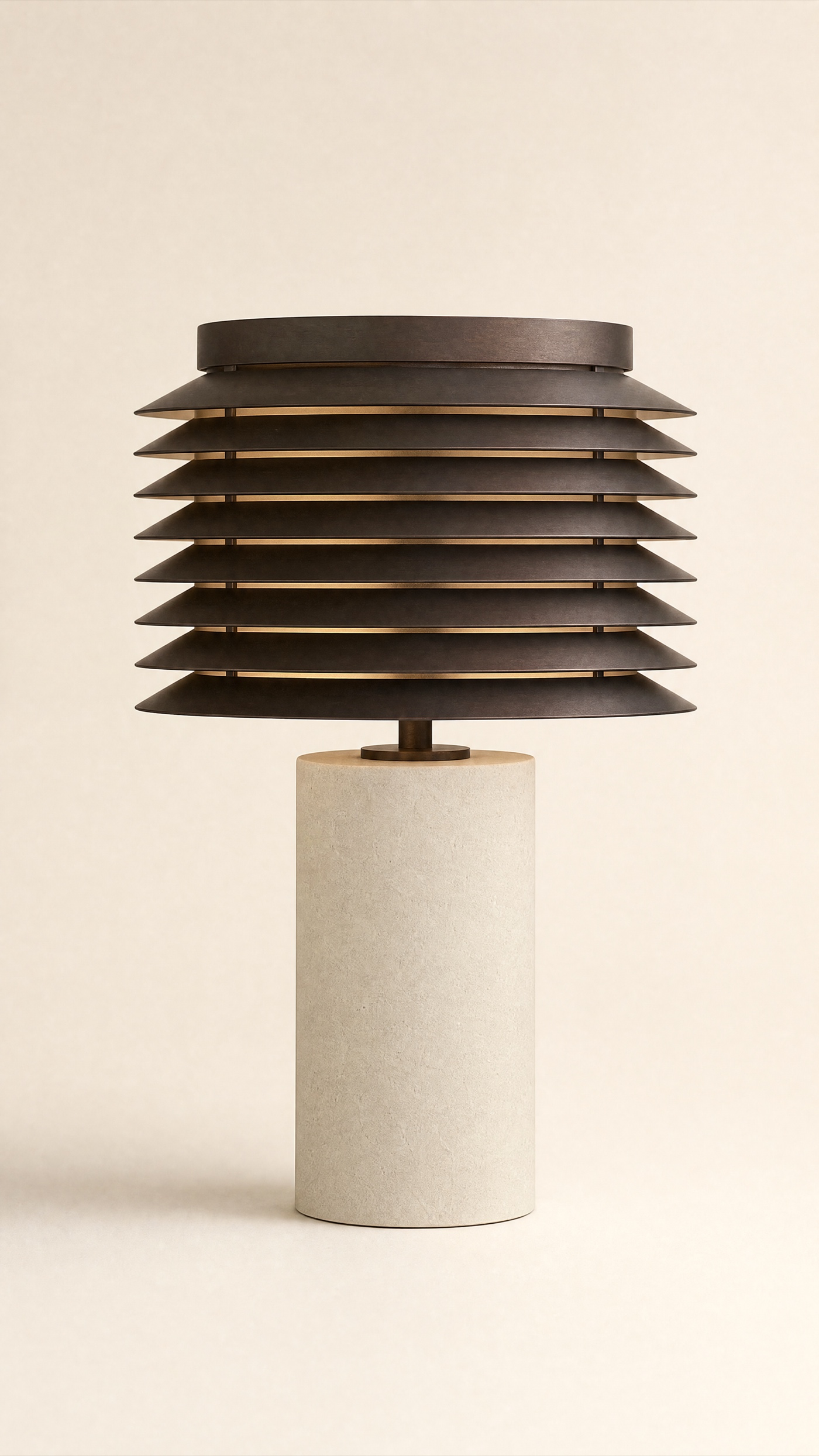 Louvre Lamp — the full studio frame.