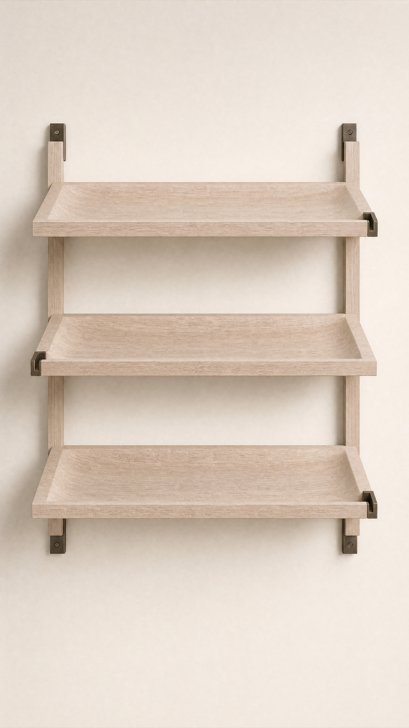 Sluice Vessel Shelf — the full studio frame.